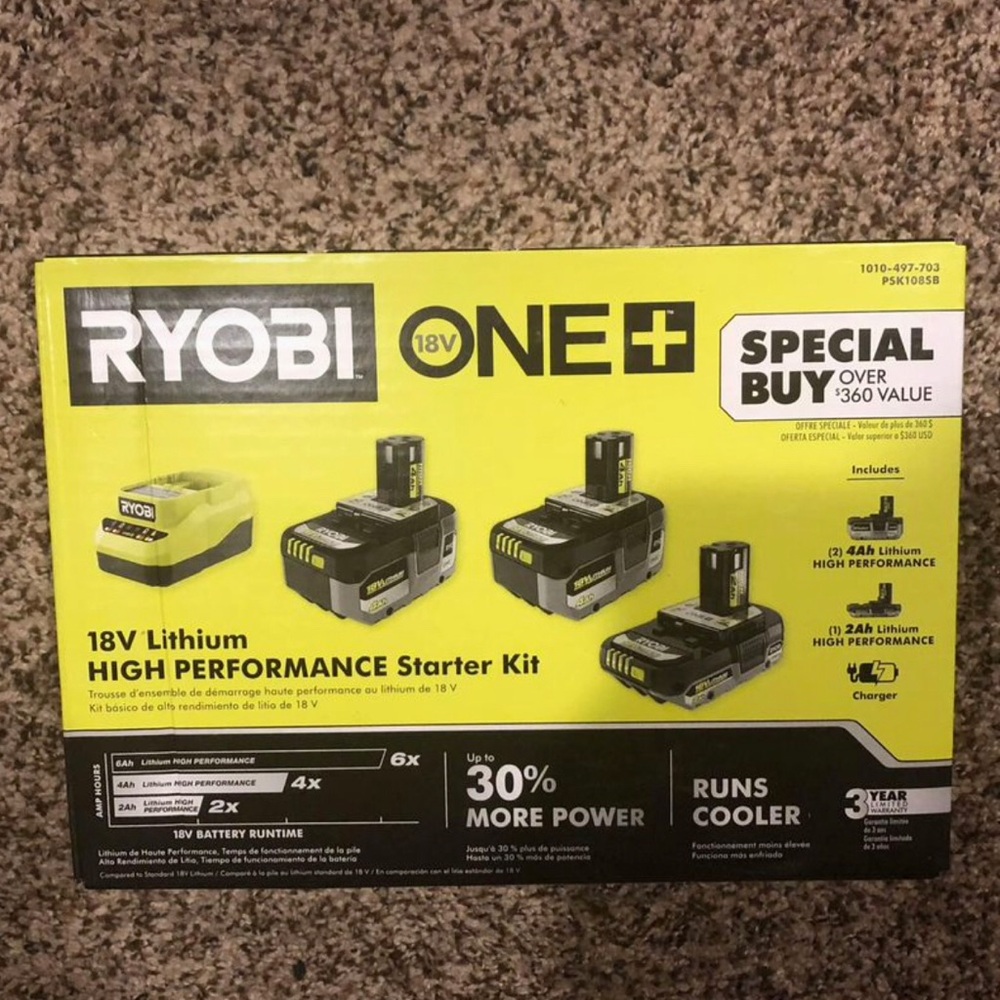 RYOBI ONE+ 18V Lithium High Performance Starter Kit